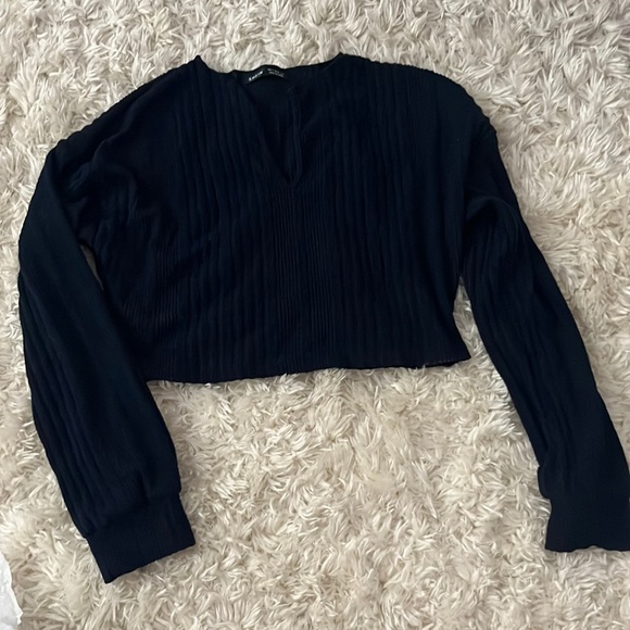 Navy blue cropped sweater - Picture 2 of 2